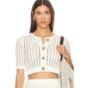 525 America Adele Cropped Short Sleeves Cardi Chalk size S